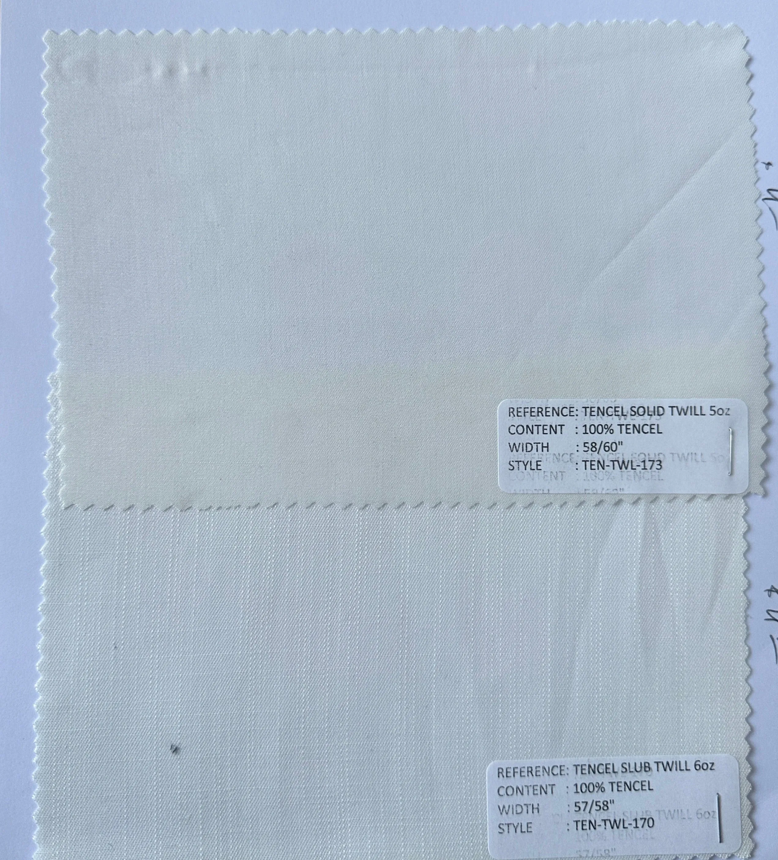 58" 100% Tencel Twill 5 OZ White Woven Fabric for Wholesale Only