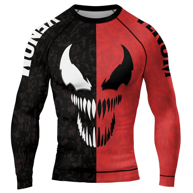 Black And Red Venom Men's Long Sleeve Rash Guard