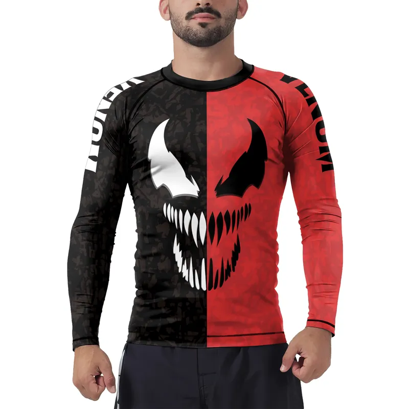 Black And Red Venom Men's Long Sleeve Rash Guard