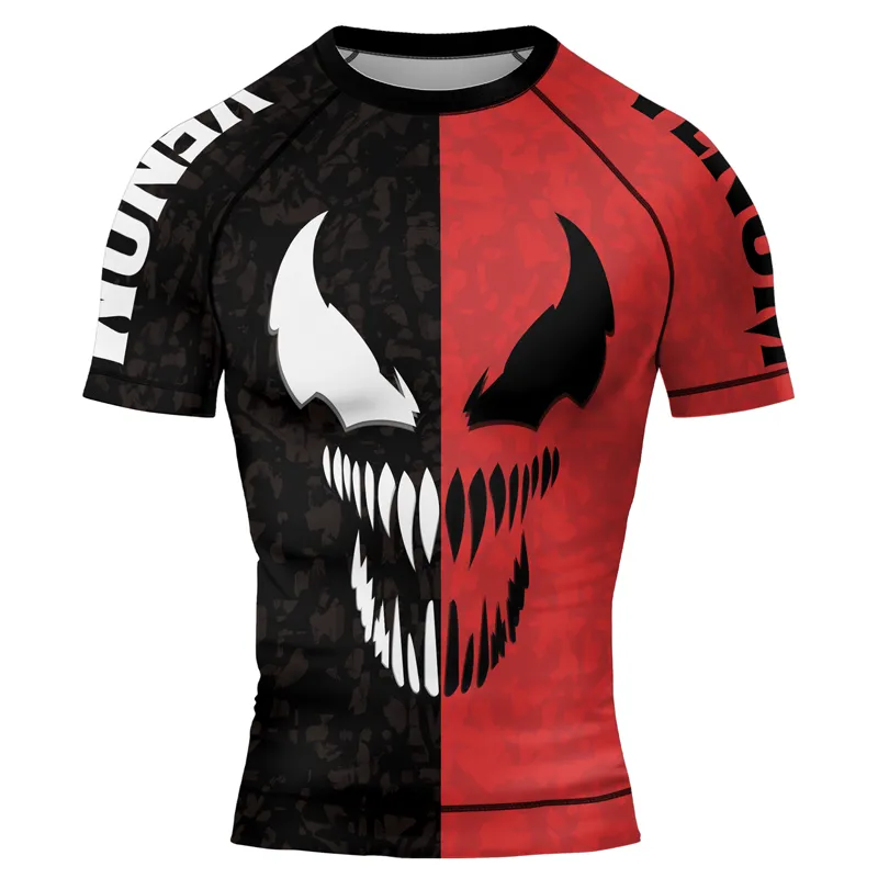 Black And Red Venom Men's Short Sleeve Rash Guard