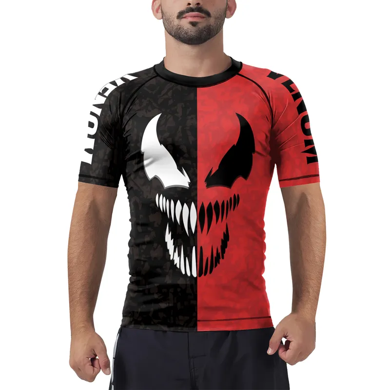 Black And Red Venom Men's Short Sleeve Rash Guard