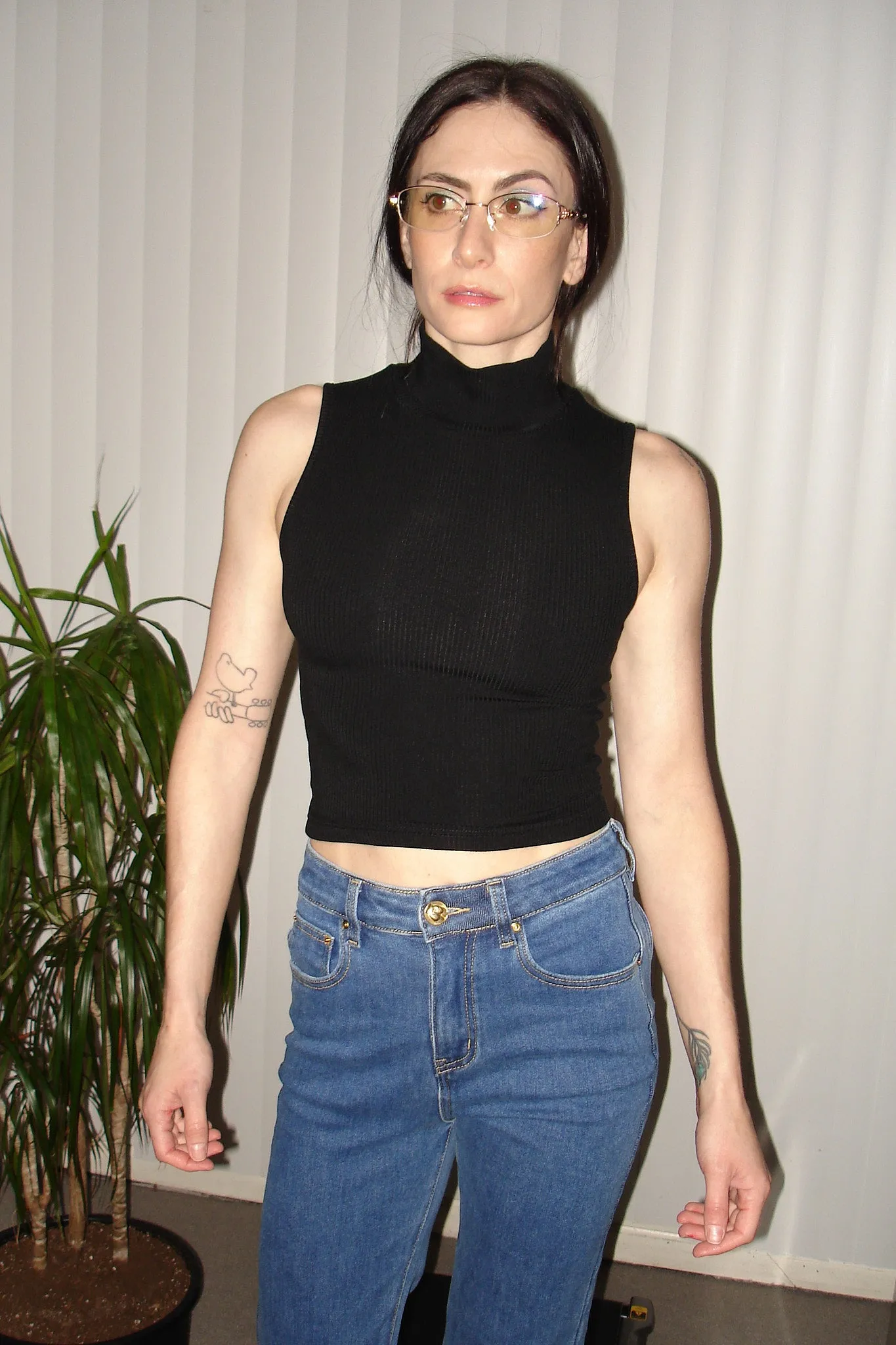 Black Tencel Rib Mock Neck Top