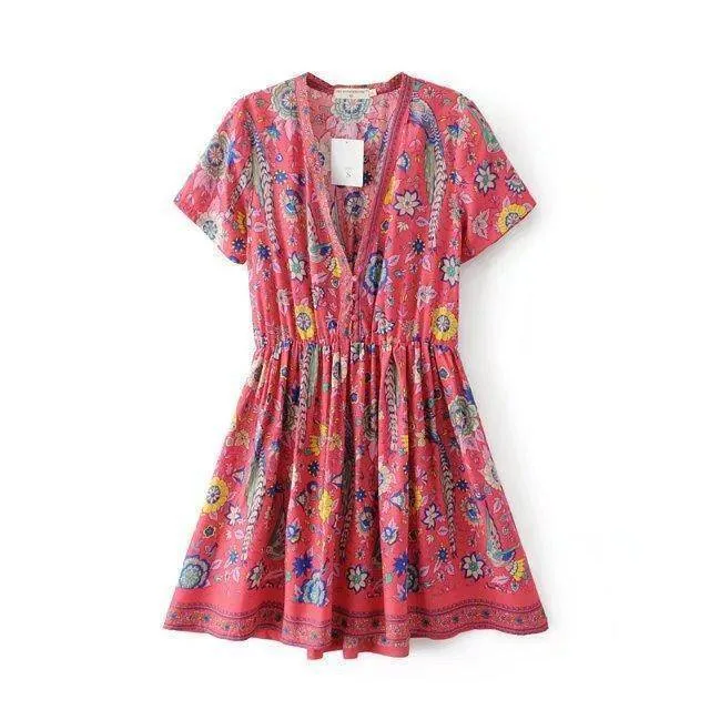 Bohemian floral long shirt / Short Dress