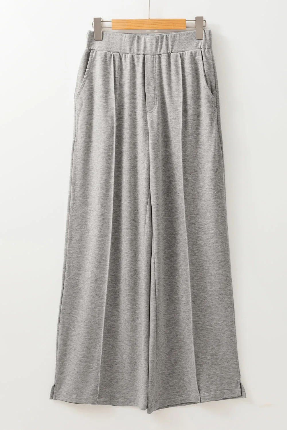 Central Seam Wide Leg High Waist Knit Pants