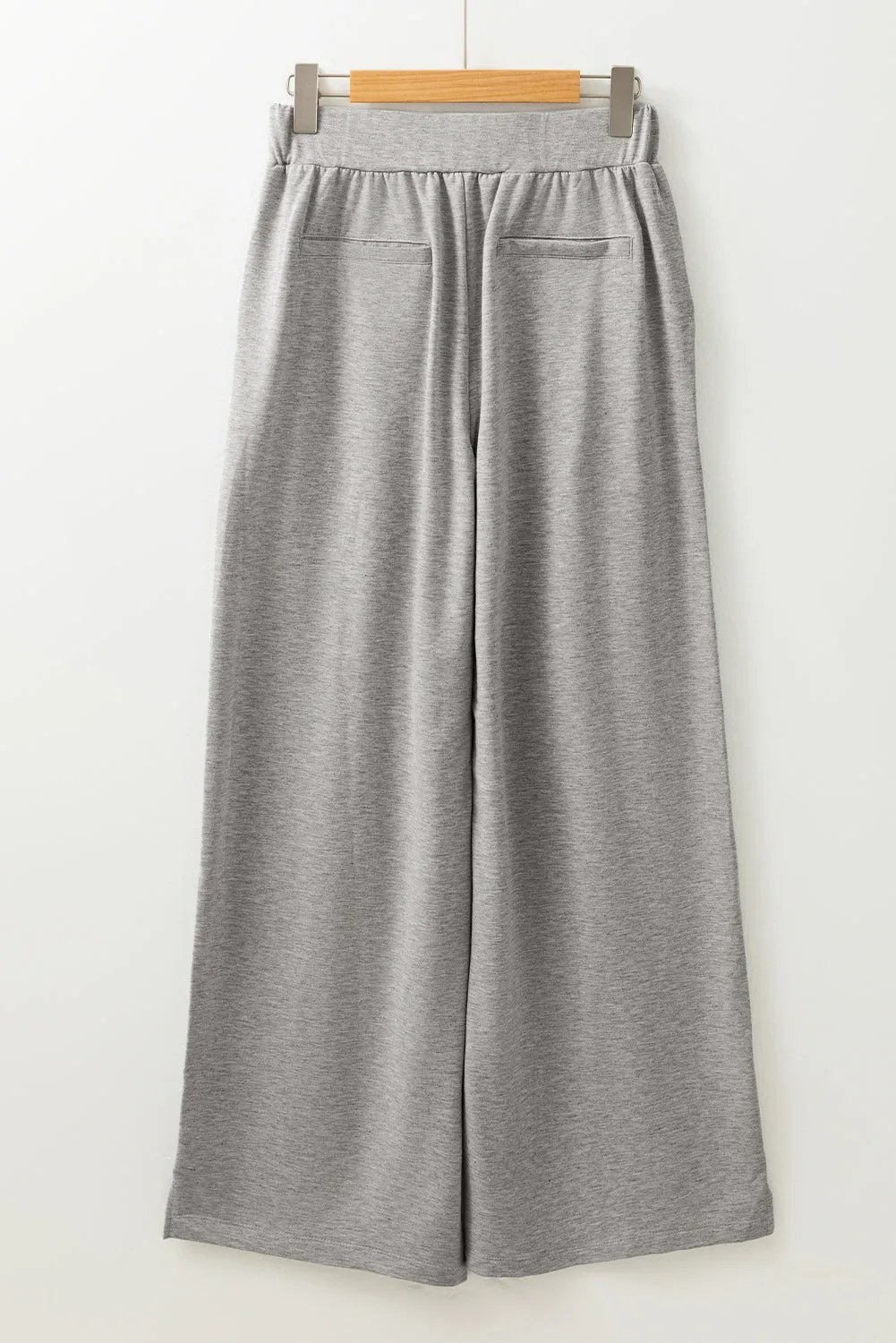 Central Seam Wide Leg High Waist Knit Pants