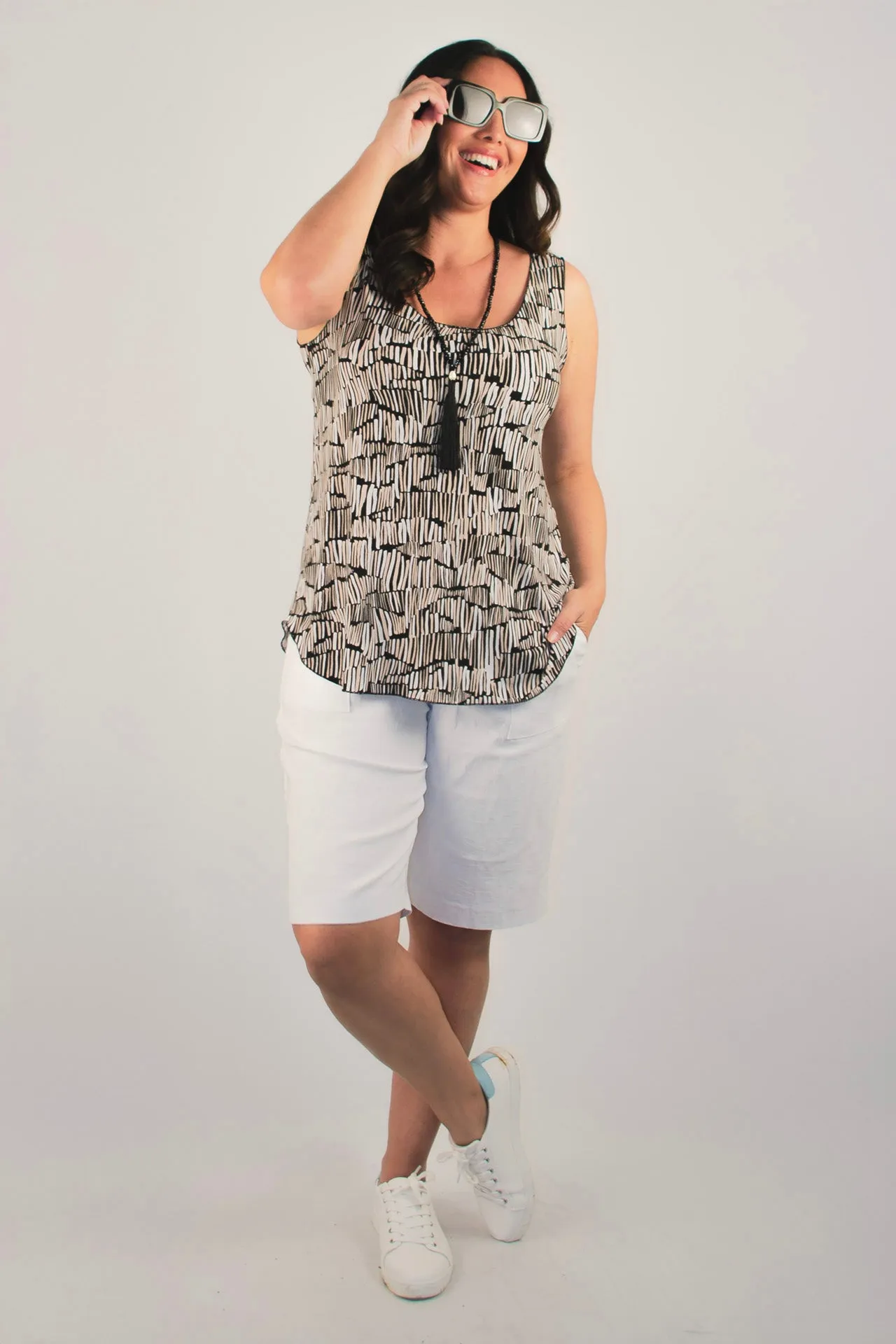 Crisp Stretch Rayon Nylon Shorts with Pockets