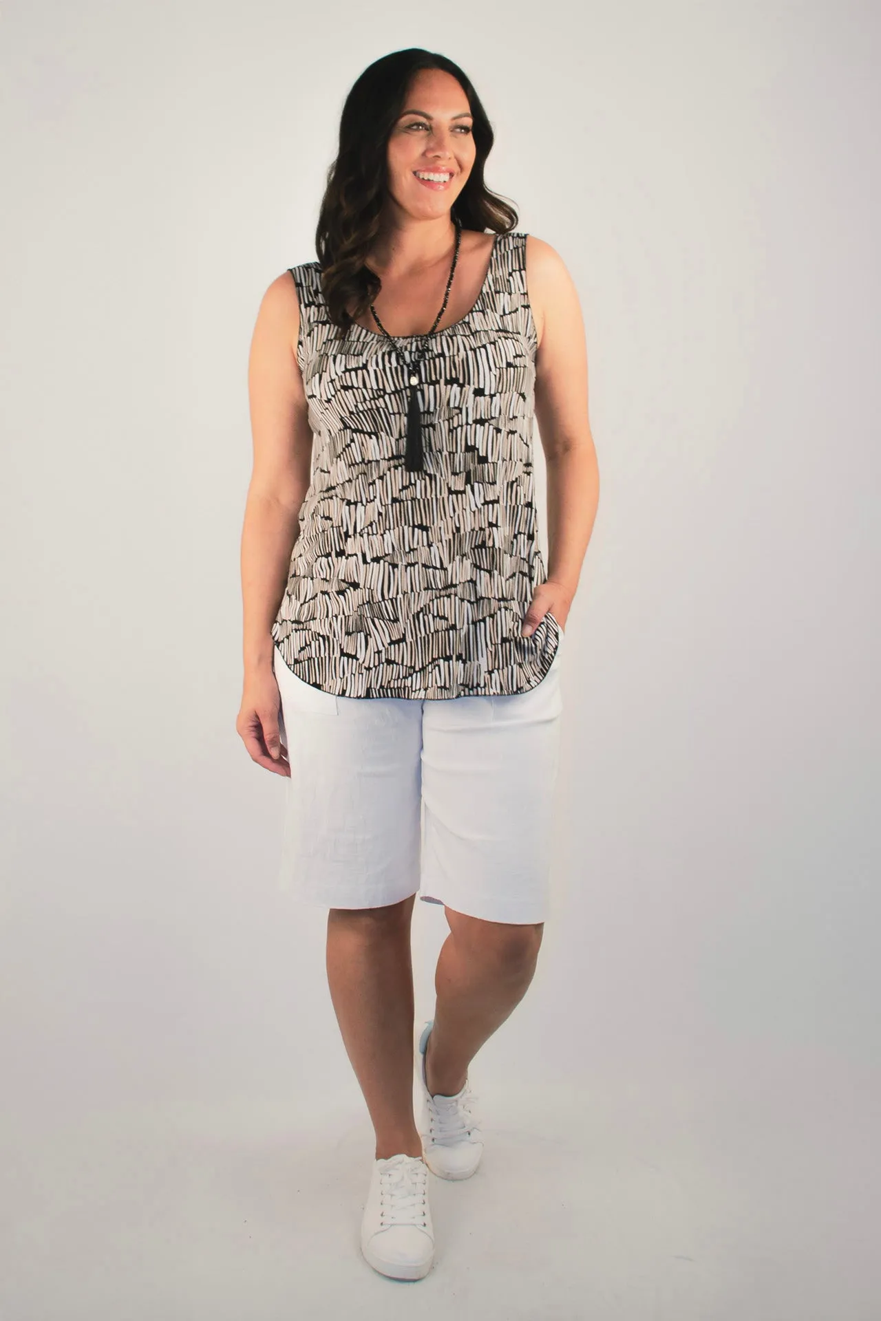 Crisp Stretch Rayon Nylon Shorts with Pockets
