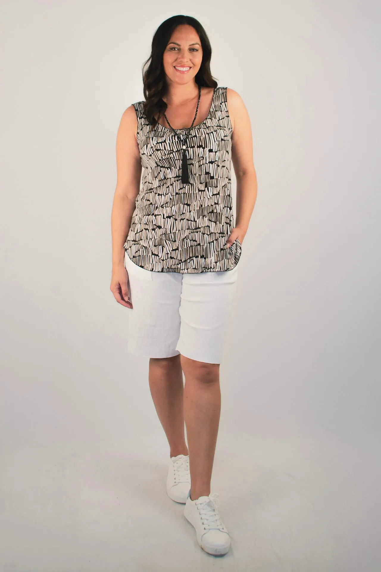 Crisp Stretch Rayon Nylon Shorts with Pockets
