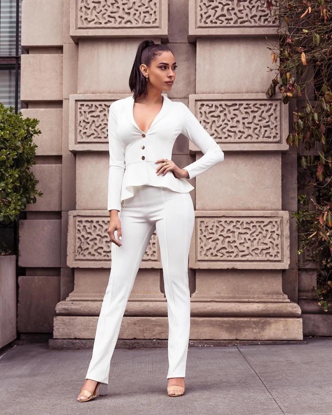 DEBBIE HIGH WAISTED STRETCH CREPE PANT