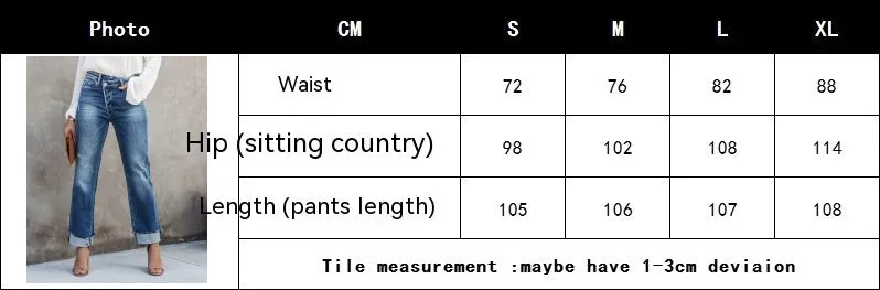 Fashion High Waist Straight-Leg Denim Pants