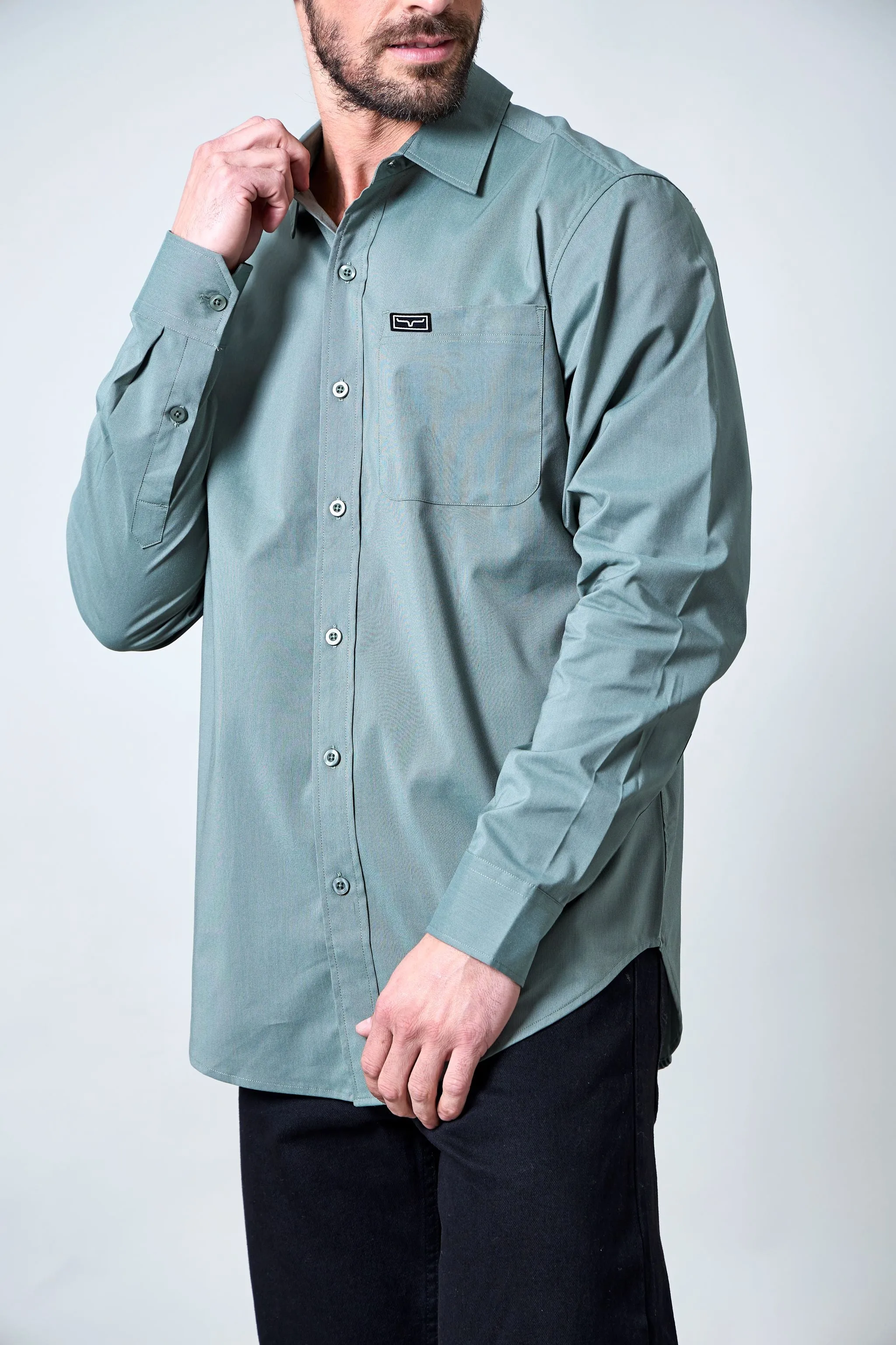LINVILLE LONG SLEEVE-DRESS SHIRT-PINE