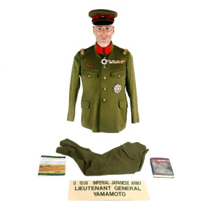 Original Imperial Japanese Army Infantry Officer M90 Type Uniform For Lieutenant General Tsunoru Yamamoto,  Commander, 72 Independent Mixed Brigade, Burma - Formerly Part of the A.A.F. Tank Museum