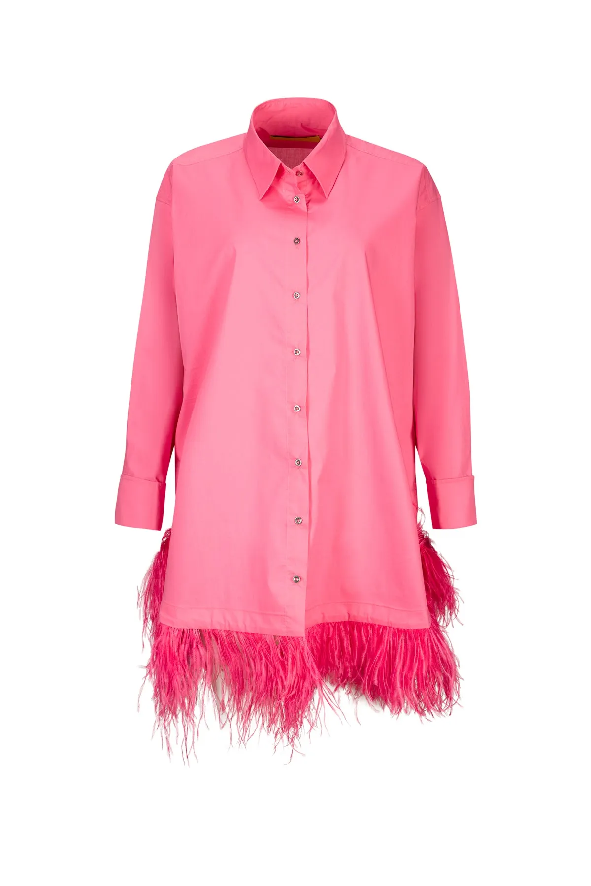 PINK FEATHER SHIRT DRESS