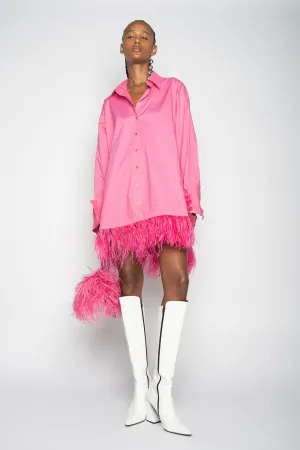 PINK FEATHER SHIRT DRESS