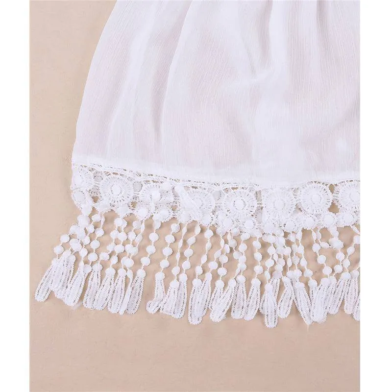 Plus Size - Bohemian O Neck Lace Tassel Chiffon Long Shirt / Mini Dresses (US 10-22w)