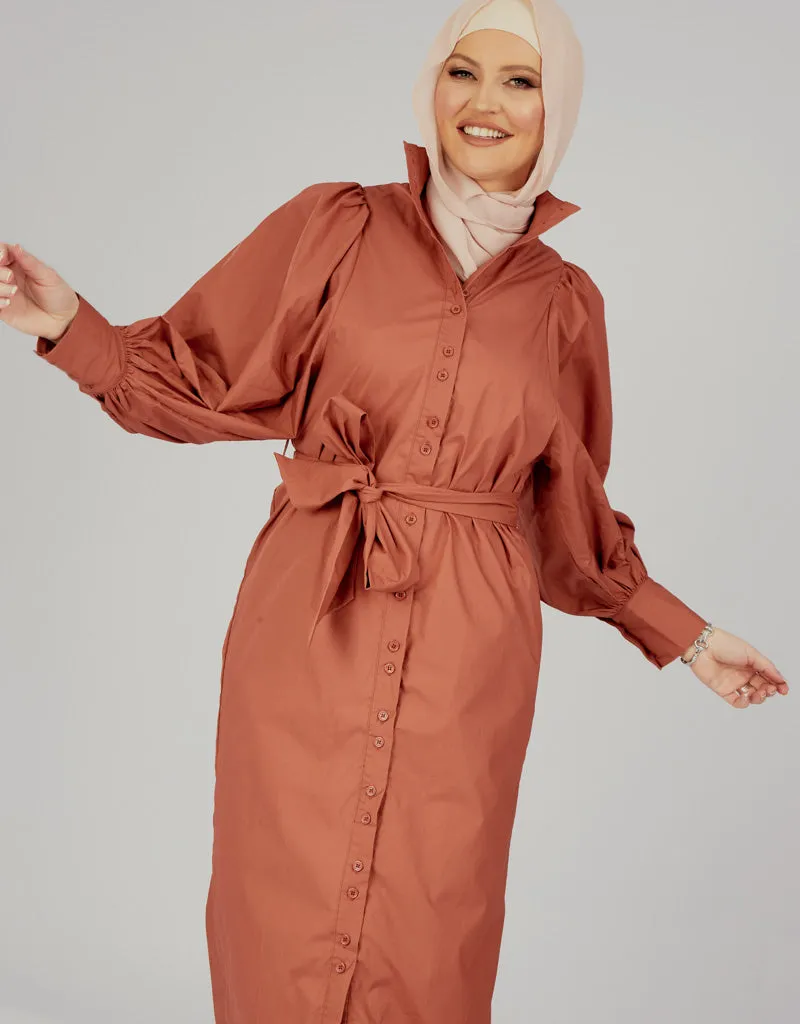 Puff Sleeve Shirt Dress