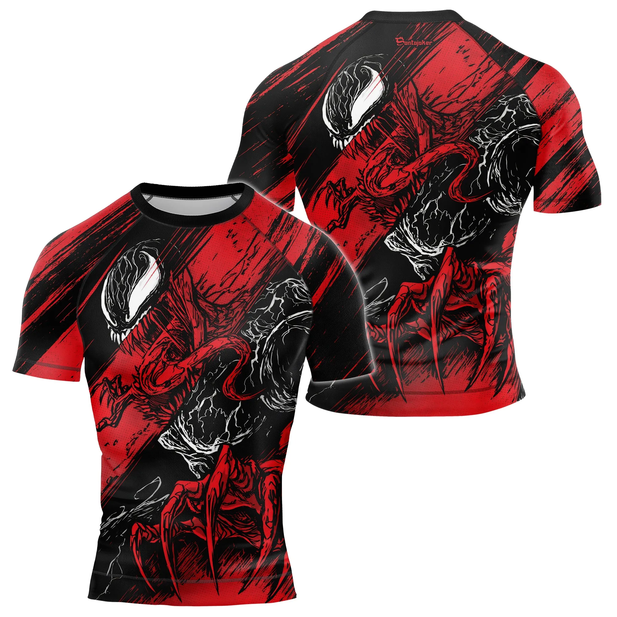 Red Venom in Horror Men's Short Sleeve Rash Guard
