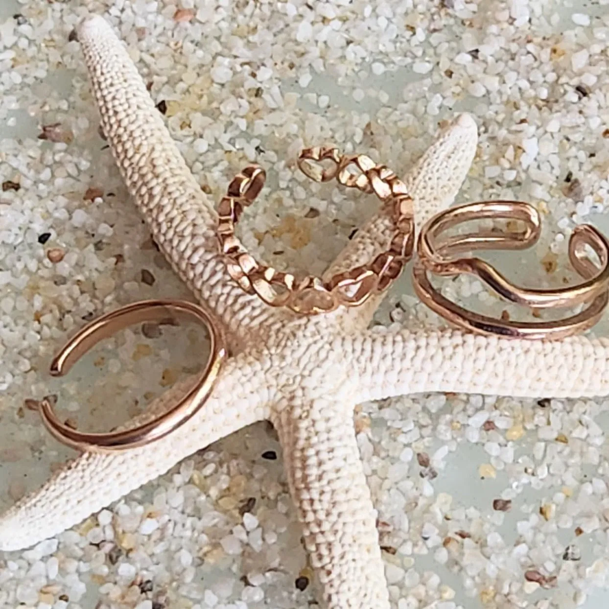 SET OF 3 / BOHO TOE RING - CHOICE OF ROSE GOLD / GOLD & SILVER