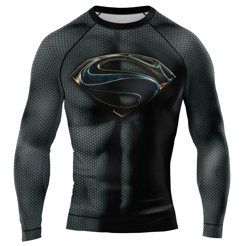 Superman Metallic Emblem Men's Long Sleeve Rash Guard