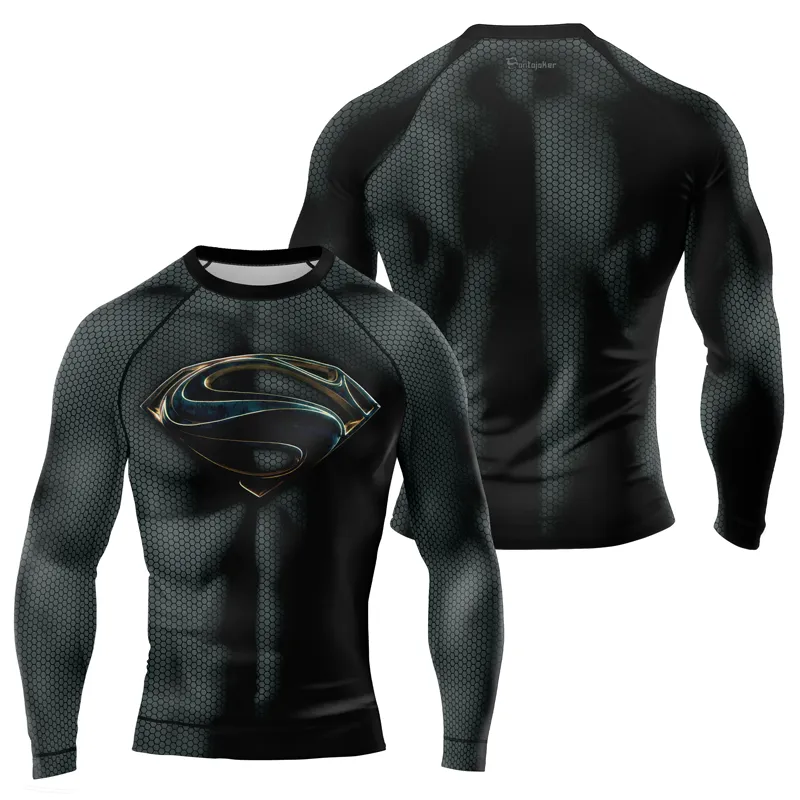 Superman Metallic Emblem Men's Long Sleeve Rash Guard