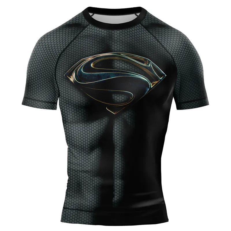 Superman Metallic Emblem Men's Short Sleeve Rash Guard
