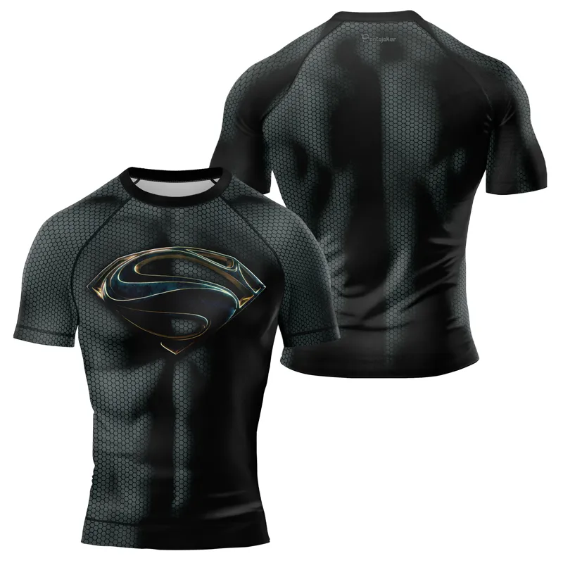 Superman Metallic Emblem Men's Short Sleeve Rash Guard