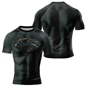 Superman Metallic Emblem Men's Short Sleeve Rash Guard