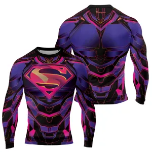 Superman Neon Emblem Men's Long Sleeve Rash Guard