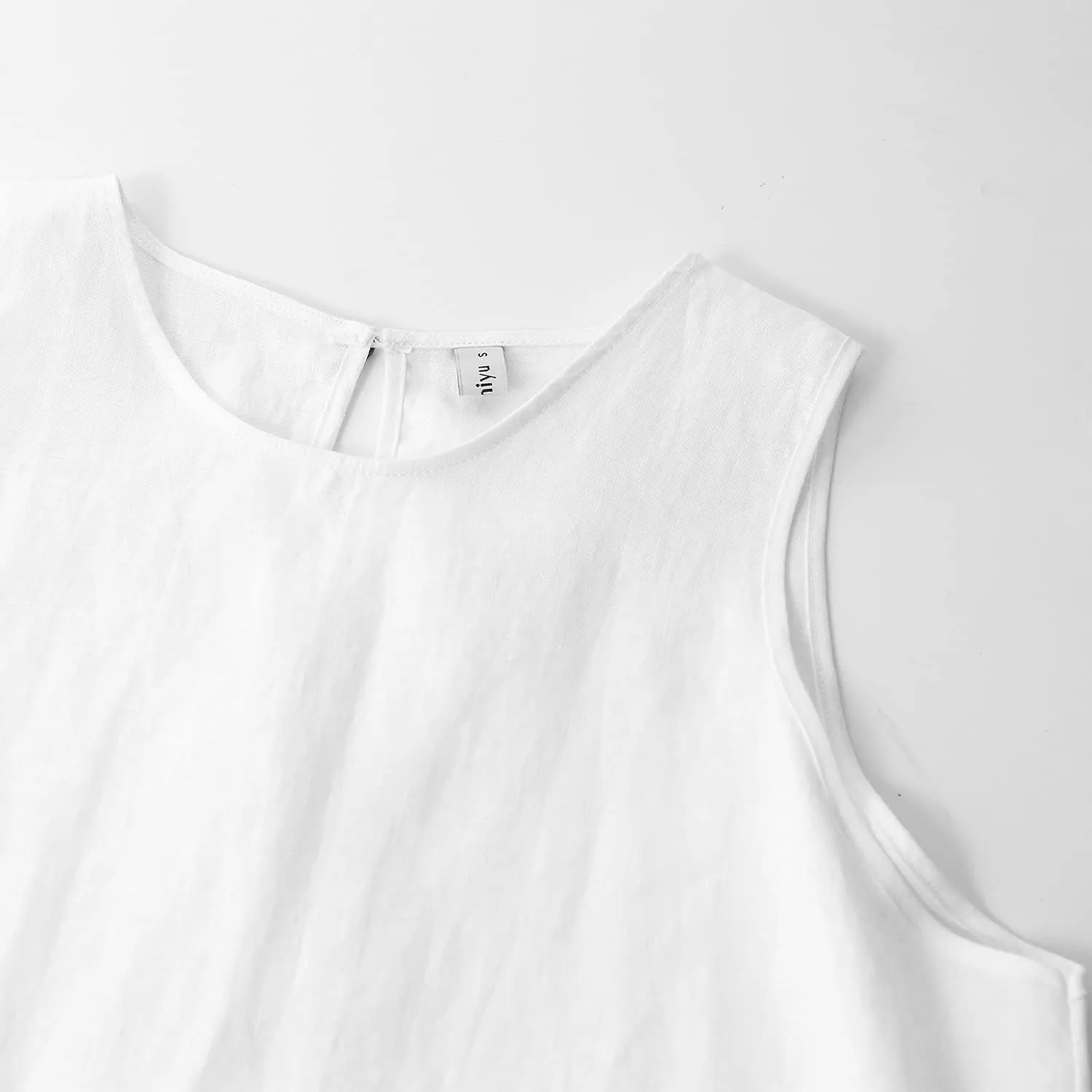 Womens 100% Linen High Low Midi Dress