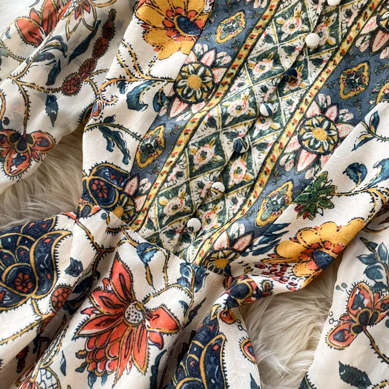 Women's Bohemian Floral Print Short Dress