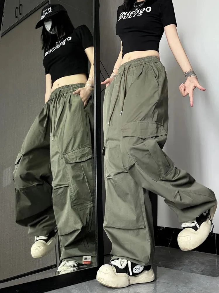 Y2K High Waist Wide Leg Cargo Pants – Streetwear Essential