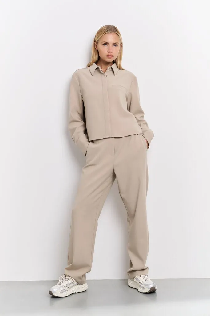YAYA - Broek High Waist Straight Leg Pental Safari