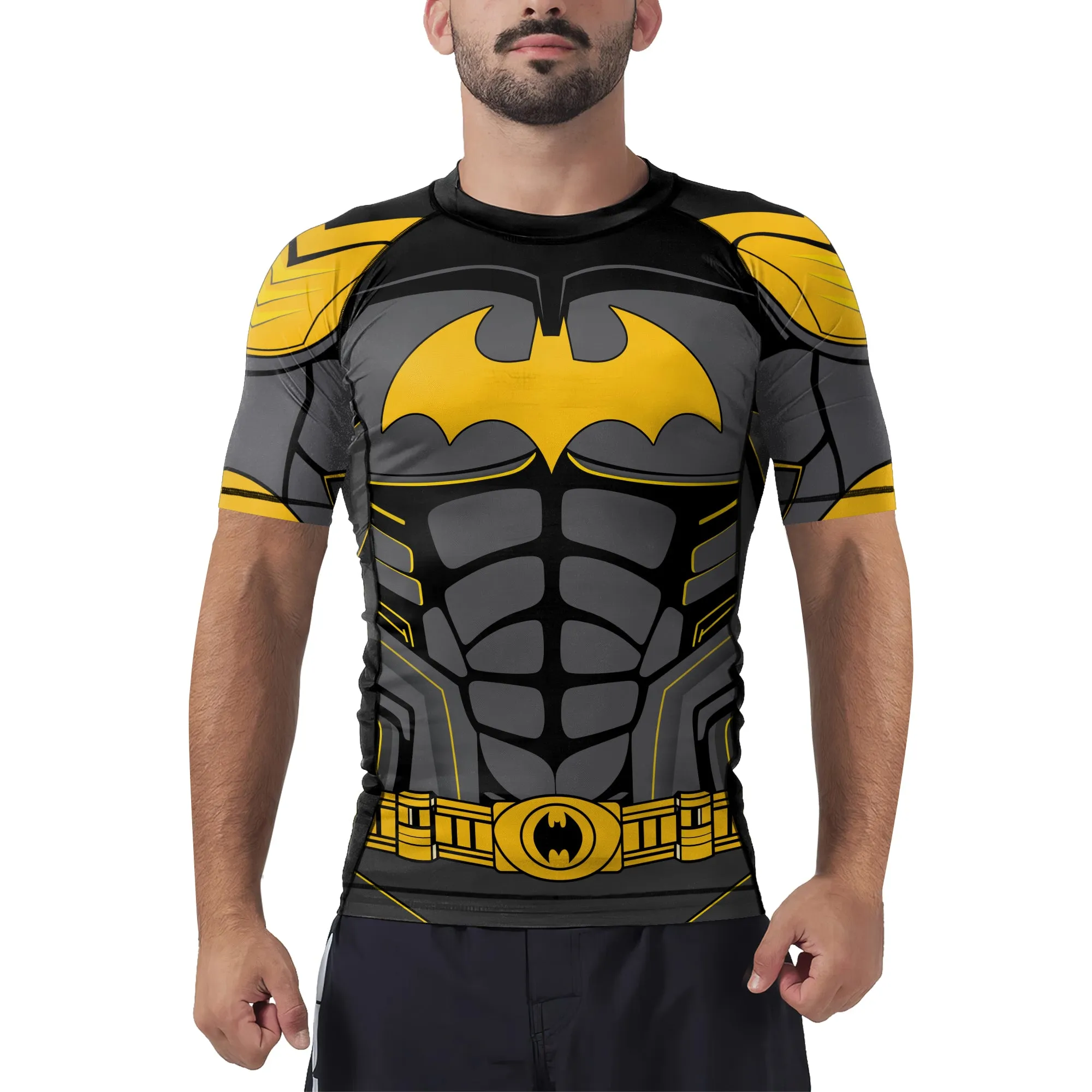 Yellow Bat Knight Armor Men's Short Sleeve Rash Guard