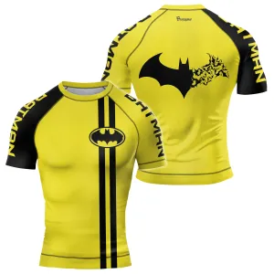 Yellow Dark Knight Wing Men's Short Sleeve Rash Guard